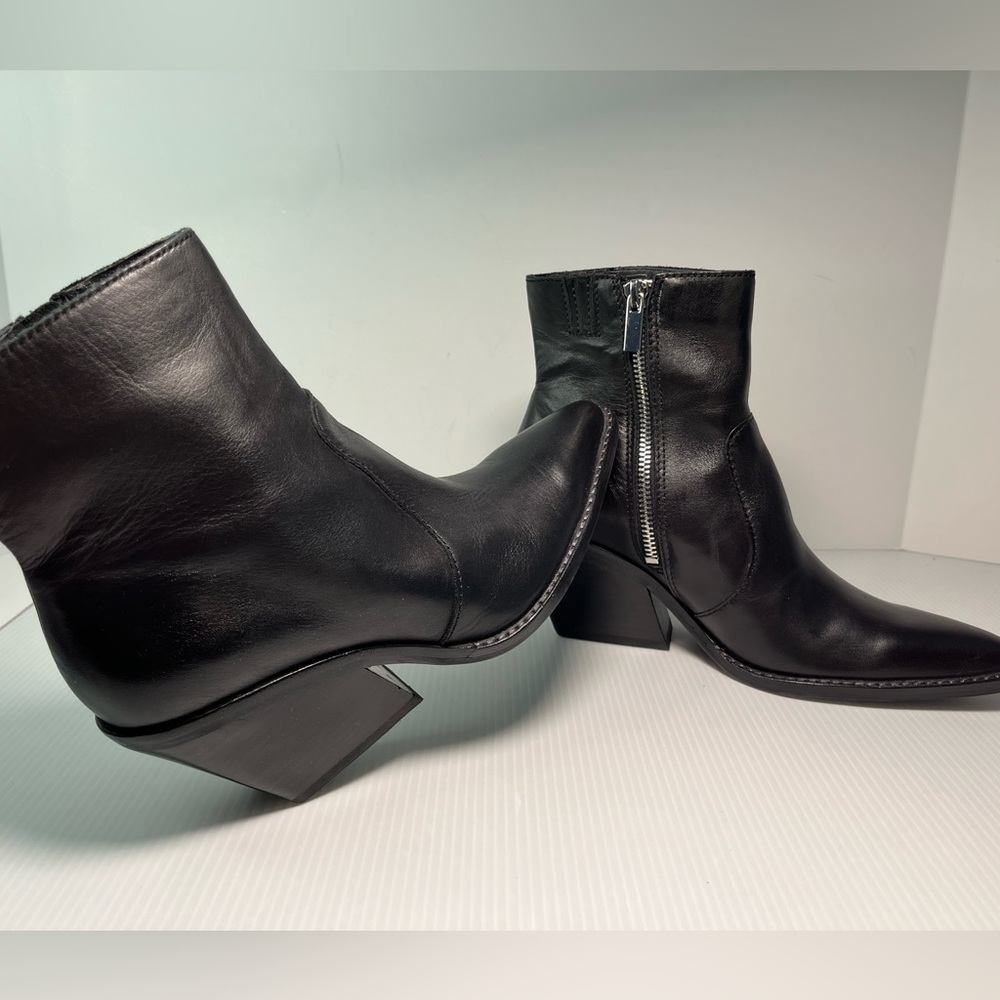 Dolce Vita  Volli Genuine Smooth Leather Ankle Western Boots - Black - Picture 8 of 14
